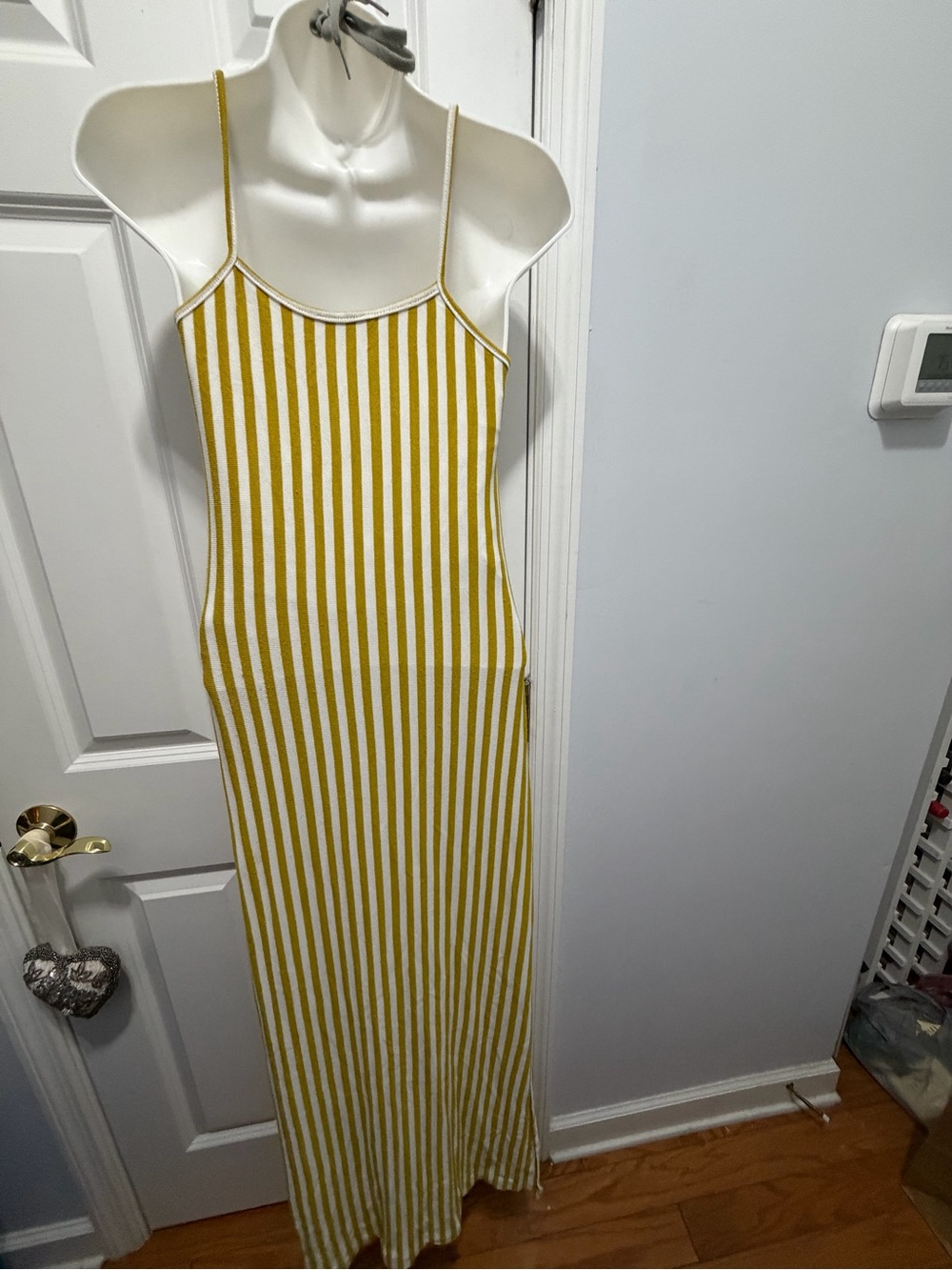 ELA Striped Yellow and White Knit Dress size 12 - Picture 3 of 8